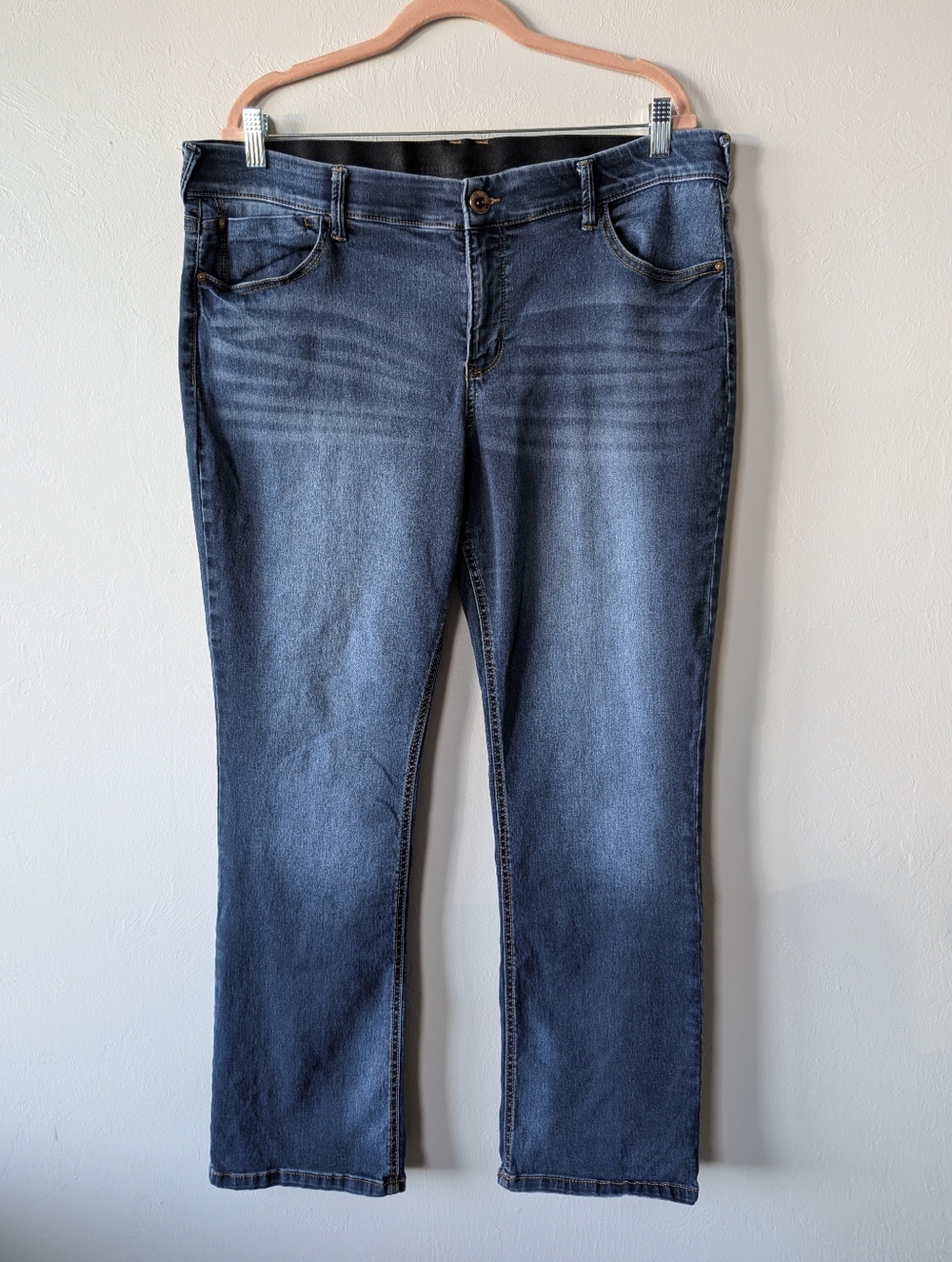 Natural Reflections Blue Straight-Leg Jeans Stretch Mid-Rise Size 18